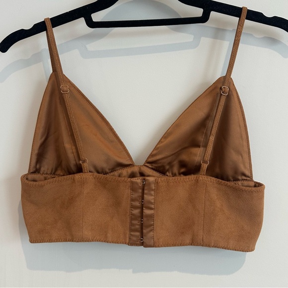Bardot Montana Brown Sueded/Satin Reversible Bralette Top, Size S/6-SOLD OUT - Picture 4 of 10